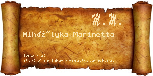 Mihályka Marinetta névjegykártya